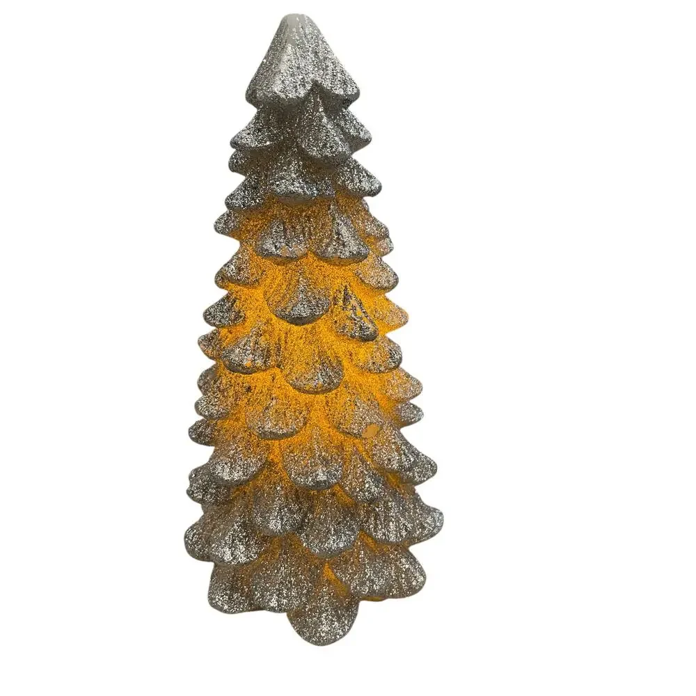 34TH & PINE Silver Glitter LED Christmas Tree Candle  Light Up Holiday Decor NEW